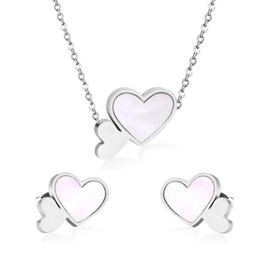 High Quality Stainless Steel 316L Heart SET with Shell Necklace Earrings