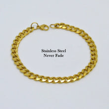 Load image into Gallery viewer, Solid Stainless Steel 316L Gold Plated Curb Chain Bracelet