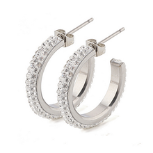Load image into Gallery viewer, High Quality Stainless Steel 316L Hypoallergenic Loop Earrings with Swarovski Crystals