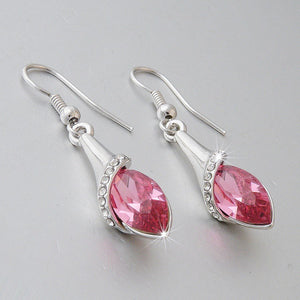 Platinum Plated Earrings with Pink Swarovski Crystals