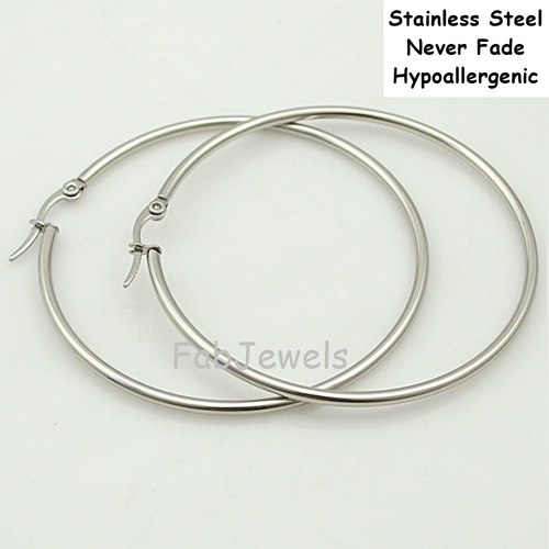 Stainless Steel Loop Earrings Hypoallergenic Different Sizes