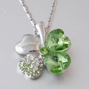 Swarovski Crystal Heart Flower Shape Green Pendant and Necklace