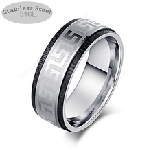 Load image into Gallery viewer, Solid Stainless Steel Silver and Black Ring