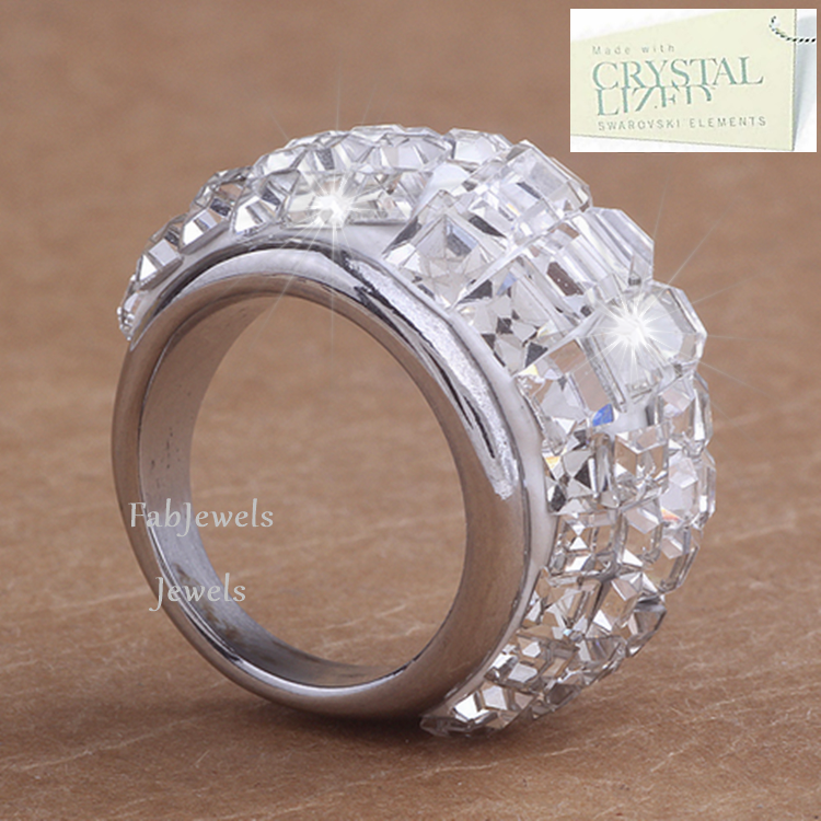High Quality Stainless Steel 316L Ring with Swarovski Crystals