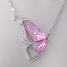 Load image into Gallery viewer, Pink Swarovski Crystal Buttefly Pendant