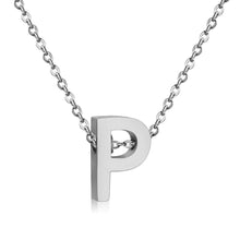 Load image into Gallery viewer, Stainless Steel 316L White Gold Plated Necklace  with Letter Initial Pendant