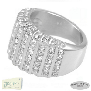 Top Quality Stylish Stainless Steel 316L Ring with Swarovski Crystals