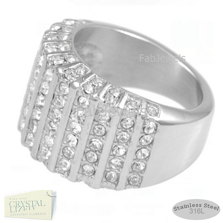 Top Quality Stylish Stainless Steel 316L Ring with Swarovski Crystals