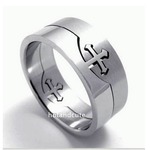 Stainless Steel Cross Men's Stylish Puzzle Ring