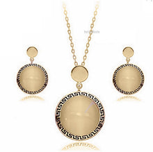 Load image into Gallery viewer, Yellow Gold Plated Set with Opal Gemstones Earrings Pendant and Chain