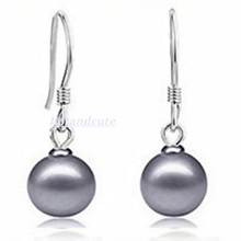 Load image into Gallery viewer, White Gold Plated Grey Pearl Set Earrings Necklace and Pendant
