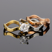 Load image into Gallery viewer, Stainless Steel 316L 3 in 1 Solitaire Ring with Swarovski Crystals