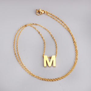 Stainless Steel 316L Yellow Gold Plated Necklace with Letter Initial Pendant