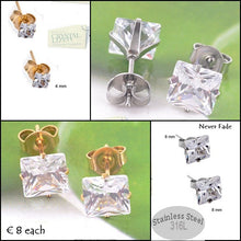Load image into Gallery viewer, Stainless Steel Square Swarovsli Crystals Stud Earrings Hypoallergenic