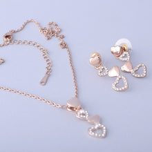 Load image into Gallery viewer, Rose Gold Plated Heart Set with Swarovski Crystals Neklace Pendant Earrings