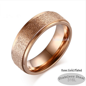 Stunning Stainless Steel Rose Gold Plated Frosted Ring