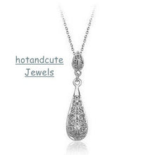 Load image into Gallery viewer, 9k White Gold Plated Drop Filigree Set Earrings Necklace Pendant
