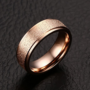 Stunning Stainless Steel Rose Gold Plated Frosted Ring