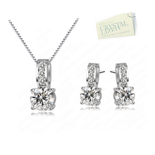 Load image into Gallery viewer, White Gold Plated Set with Swarovski Crystals Necklace Pendant Earrings