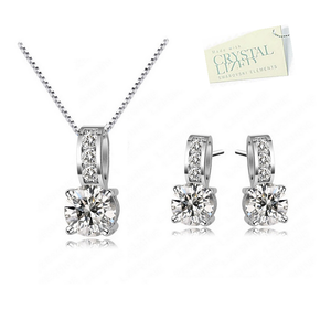 White Gold Plated Set with Swarovski Crystals Necklace Pendant Earrings