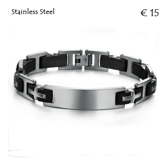High Quality Stainless Steel and Black Silicone ID Bracelet.