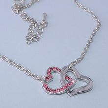 Load image into Gallery viewer, Gold Plated Double Heart Pendant with Pink Swarovski Crystals