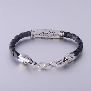 Trendy Leather and Stainless Steel Men's Bracelet