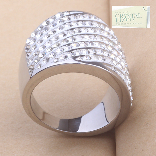 High Quality Stylish Stainless Steel 316L RING with Sparkling Swarovski Crystals