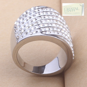 High Quality Stylish Stainless Steel 316L RING with Sparkling Swarovski Crystals
