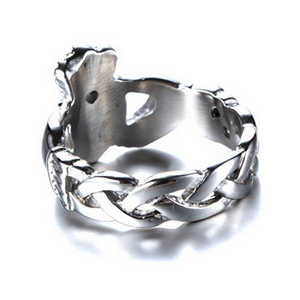 Solid Stainless Steel Silver Heart Crown Ring