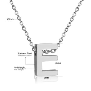 Stainless Steel 316L White Gold Plated Necklace  with Letter Initial Pendant