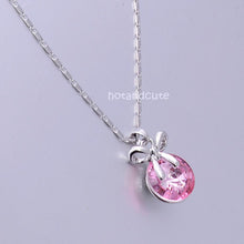 Load image into Gallery viewer, 18ct Gold Plated Chain with Pink Swarovski Crystal Pendant