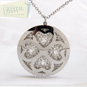316L Stainless Steel Swarovski Crystals Long Sweater Heart Necklace
