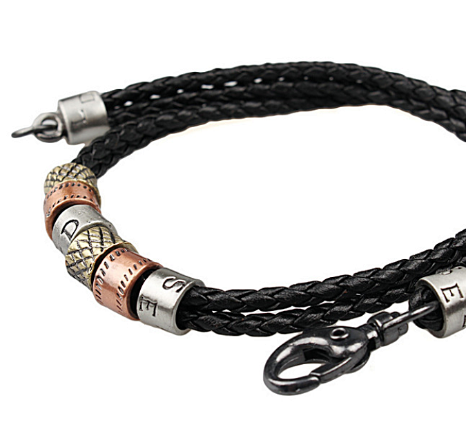 Black Leather and Stainless Steel Cool Necklace