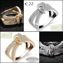 Load image into Gallery viewer, High Quality Stylish Stainless Steel 316L Ring Yellow Gold Plated and White Gold Plated with Swarovski Crystals