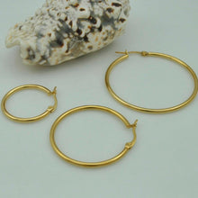 Load image into Gallery viewer, Stainless Steel Yellow Gold Plated Loop Earrings Hypoallergenic Different Sizes