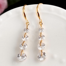Load image into Gallery viewer, High Quality 18k White Gold / Rose Gold Plated Long Earrings with Brilliant Swarovski Crystals