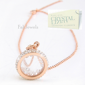 Stainless Steel 316L Rose Gold Plated Necklace with Moving Swarovski Crystals