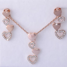 Load image into Gallery viewer, Rose Gold Plated Heart Set with Swarovski Crystals Neklace Pendant Earrings
