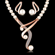 Load image into Gallery viewer, Elegant Simulated Pearl Crystal Set Earrings and Choker