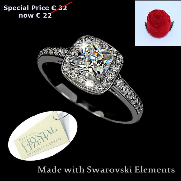 High Quality 18ct WhiteGold Plated Ring with Brilliant Swarovski Crystals