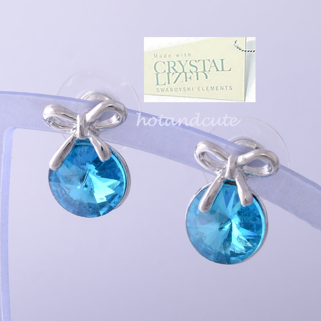18K GOLD PLATED EARRINGS With Turquoise SWAROVSKI CRYSTALS