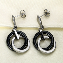 Load image into Gallery viewer, Stainless Steel with Ceramic Stylish Set Necklace Pendant Earrings