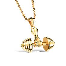 Load image into Gallery viewer, Stainless Steel 316L Necklace with Dumbble Weights Pendant