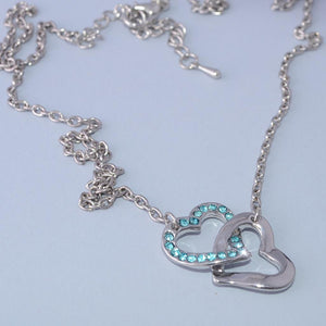Gold Plated Double Heart Pendant with Turquoise Swarovski Crystals