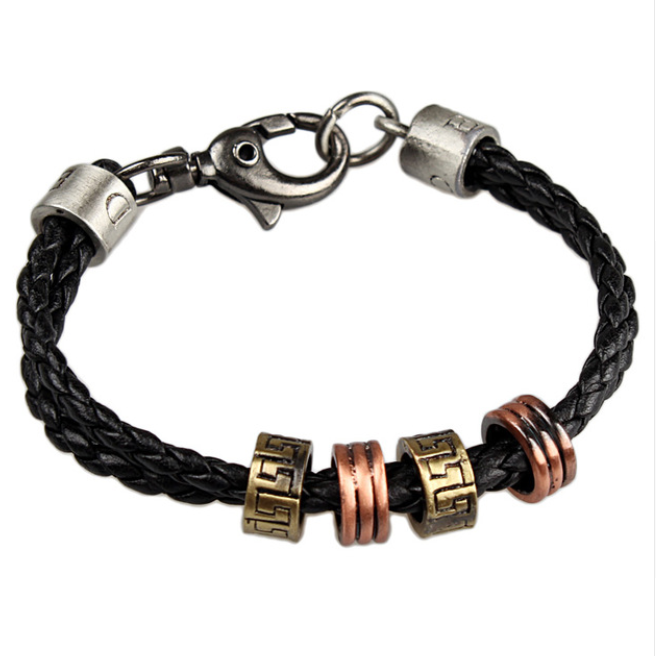 Black Leather and Stainless Steel Cool Bracelet