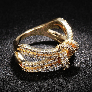 High Quality Stylish Stainless Steel 316L Ring Yellow Gold Plated and White Gold Plated with Swarovski Crystals