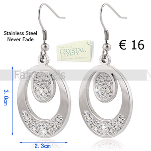 Stainless Steel Hypoallergenic Dangle Earrings with Swarovski Crystals