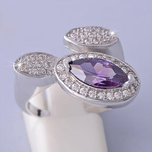 Platinum Plated Ring with Purple swarovski Crystal