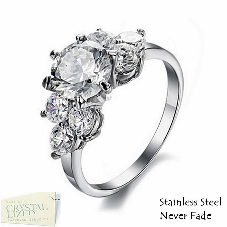 Highest Quality Titanium Stainless Steel 316L Ring with Swarovski